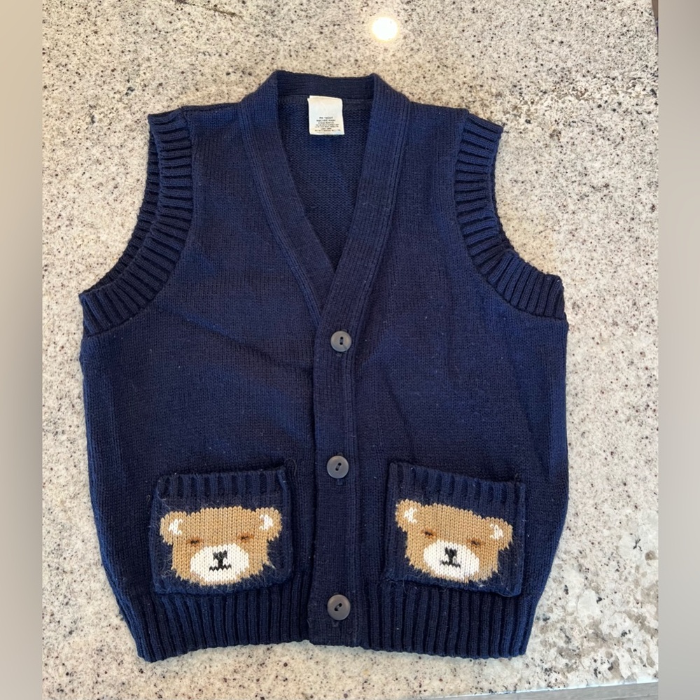 Y2K sweater vest teddy bear toddler boy 2T